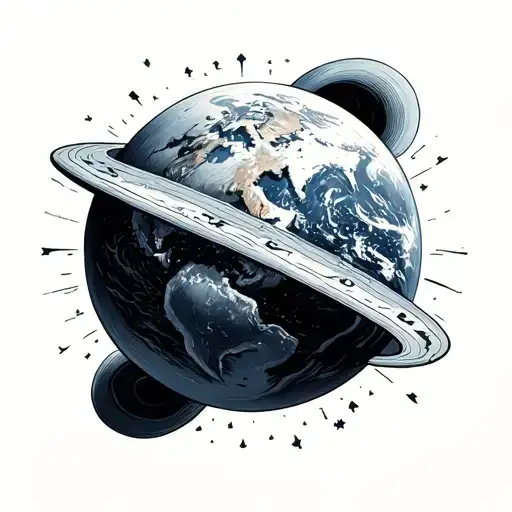 flat earth tattoo design idea