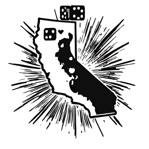 California state outline filled with Scarface the world is yours  , Chicano styles and dice tattoo design idea
