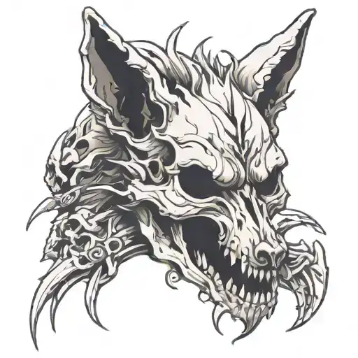 Coyote Skull with Sickle tattoo design idea
