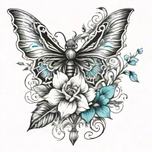 Levi, Sagittarius, holly flower, turquoise, tattoo design idea