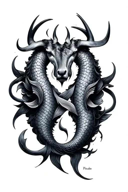 Taurus and Pisces symbol intertwined tattoo design idea