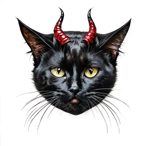 tram black cat Devil and witch tattoo design idea