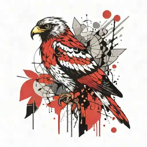 bird atttacking a hawk tattoo design idea