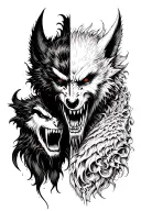 dracula versus Werewolf tattoo design idea