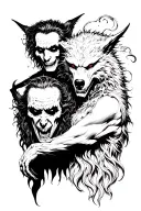 dracula versus Werewolf tattoo design idea