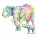 elephant, dinosaur and two crowns symbolizing royalty tattoo design idea