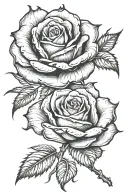 stemed rose with fire tattoo design idea