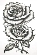 stemed rose with fire tattoo design idea