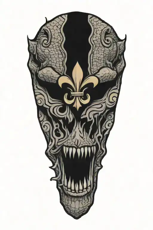 Louisiana state outline with fleur de lis symbol and swamps gator  tattoo design idea