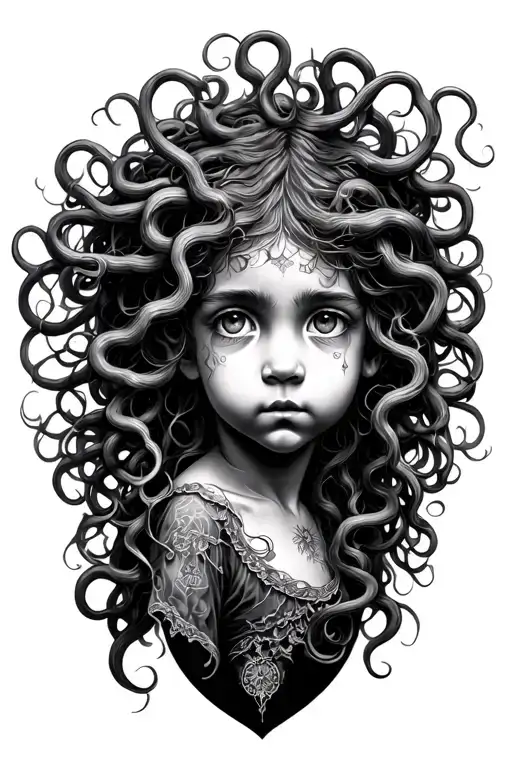 Child Medusa tattoo design idea