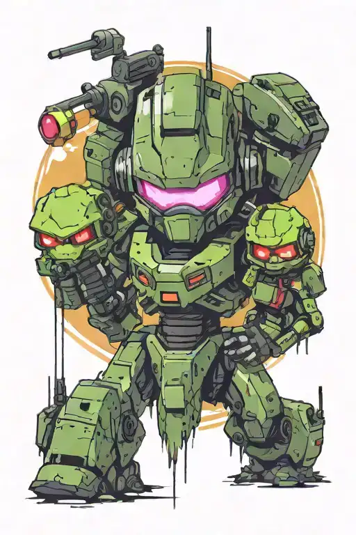 Invader zim and Halo Master Chief tattoo design idea