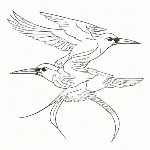 Jian Bird flying two heads tattoo design idea