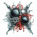 Realistic Organ bleeding, Red black silver, Veiny Wires Vessels cords, Bleeding decaying rotting, cybernetic electronic  tattoo design idea