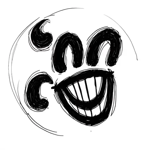 smiley face drawn with an old wide marker like lines tattoo design idea