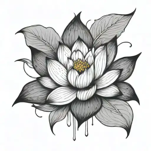 make a buddhist inspired lotus tatoo for mens chest with flow with minimalistic characteristics  tattoo design idea