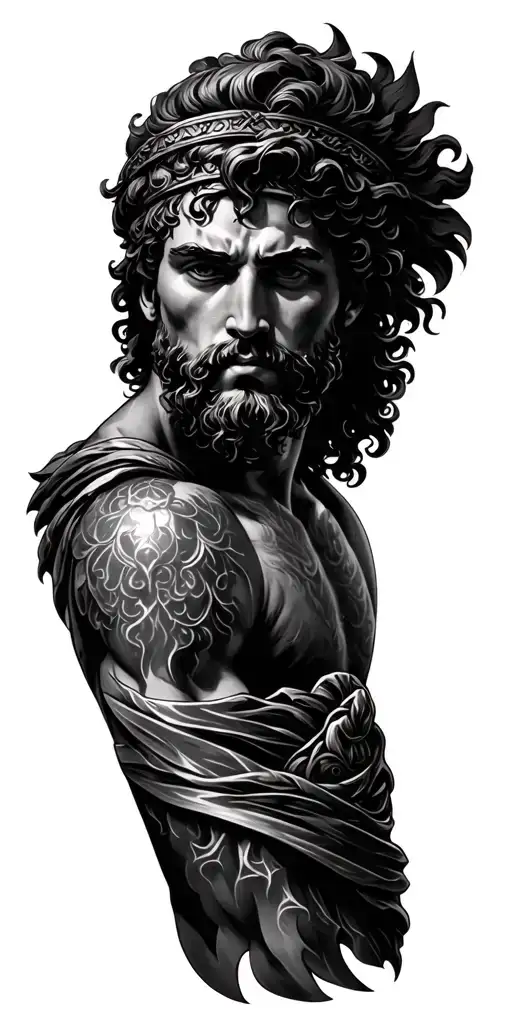 hector of troy / roman theme sleeve tattoo design idea