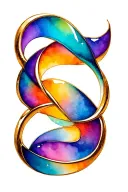 infinity loop gold with spectrum colors representing tattoo design idea