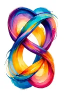 infinity loop gold with spectrum colors representing tattoo design idea