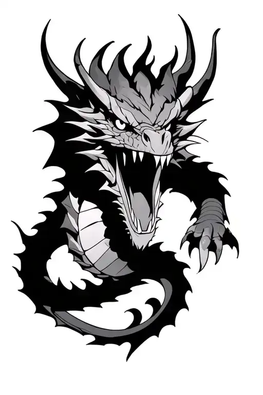 The role of the angry dragon on the wrist to the elbow of his mouth can be moving by the fingers and his tail to the elbow tattoo design idea