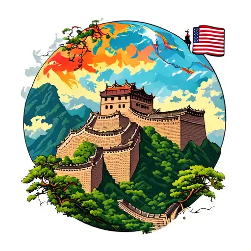 Great Wall traveling arround the world tattoo design idea
