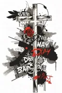 cross with words He is the way, the truth and the light. In His name all things are possible. tattoo design idea