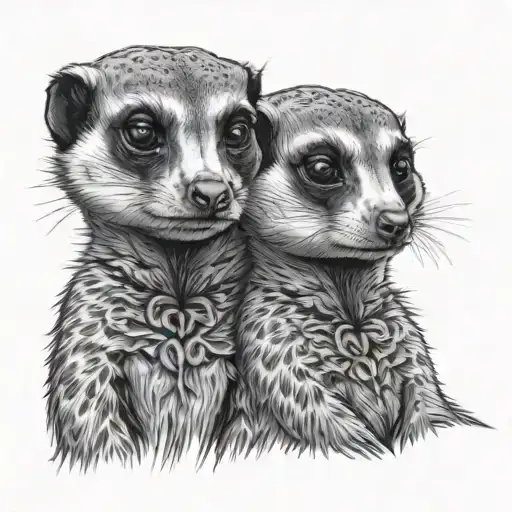 Meerkat father with baby Meerkat tattoo design idea