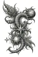 3 exploding stars and Scorpio  tattoo design idea