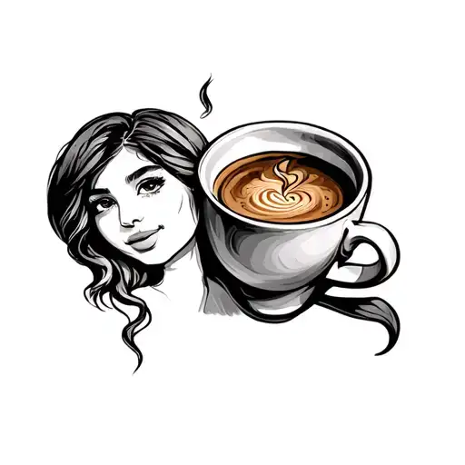 matching best friend tattoo featuring coffee tattoo design idea