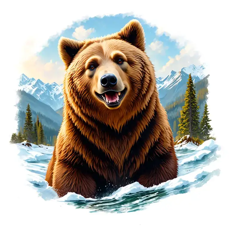 brother bear an koda with scenery tattoo design idea