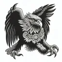 Mexican eagle fighting tattoo design idea