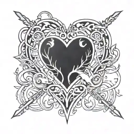 a heart with the astrological signs Libra, Leo and Taurus around it tattoo design idea
