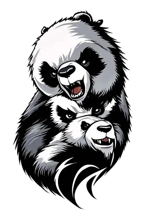 angry panda bear tattoo design idea