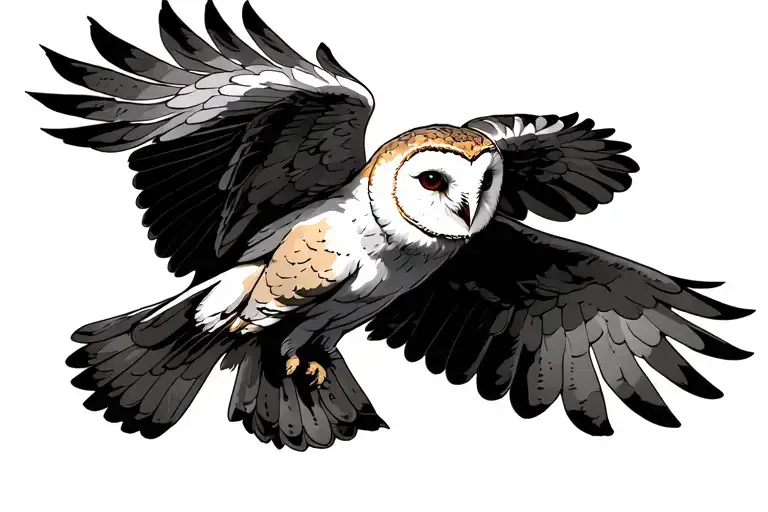 barn owl flying tattoo design idea