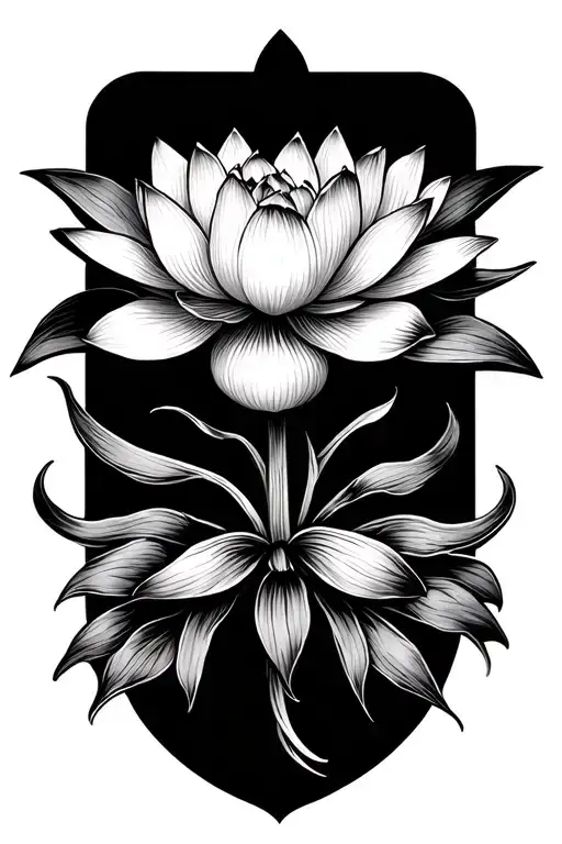 gothic flowers blooming lotus flower tattoo design idea
