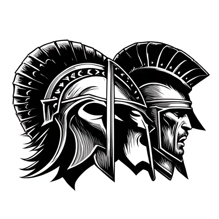 Spartan warrior facing tattoo design idea