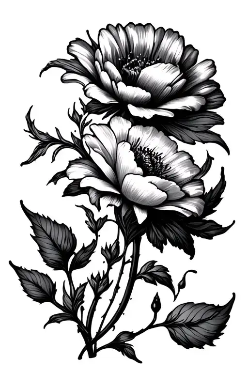 April, September, January, December and July birth month flowers intertwined tattoo design idea