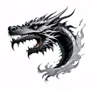 dragon head,fire,ice tattoo design idea