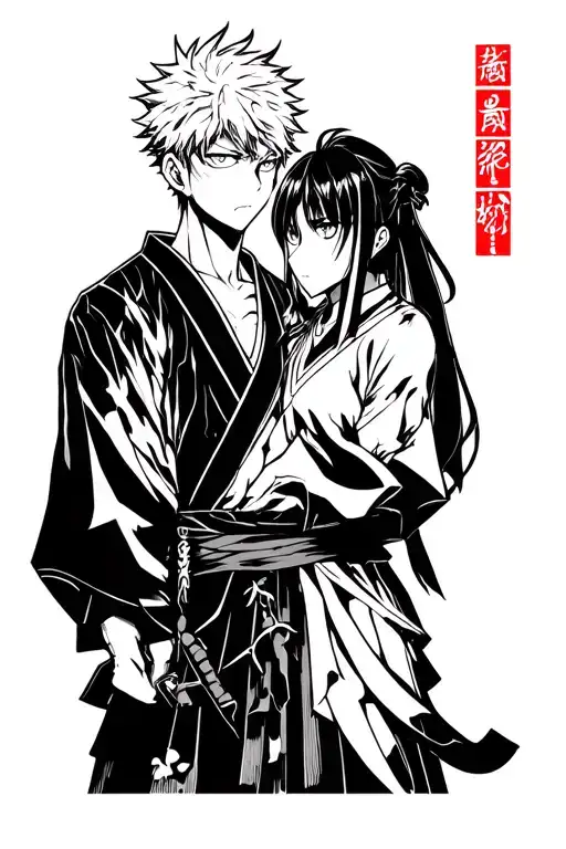 I want an exclusive tattoo of the Jujutsu Kaisen anime with Gojo and Sukuna in it. tattoo design idea