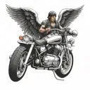 front of motor cycle with angel wings tattoo design idea