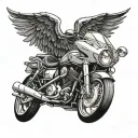 front of motor cycle with angel wings tattoo design idea