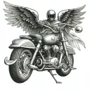 front of motor cycle with angel wings tattoo design idea
