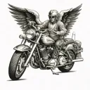 front of motor cycle with angel wings tattoo design idea