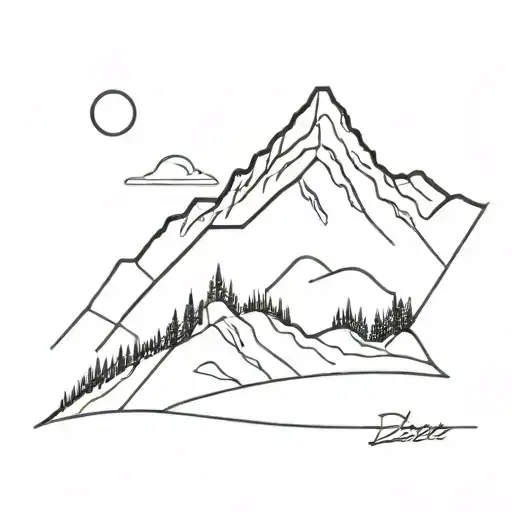 moutain landscape with los angeles dodger  tattoo design idea