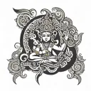shani dev with mantra written in Sanskrit tattoo design idea