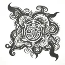 shani dev with mantra written in Sanskrit tattoo design idea