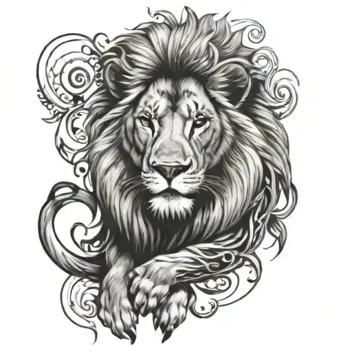 full body lion with hearts on body  tattoo design idea