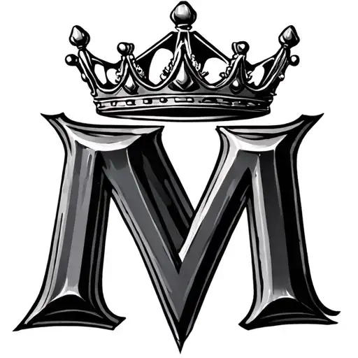 Letter M with queen crown tattoo design idea