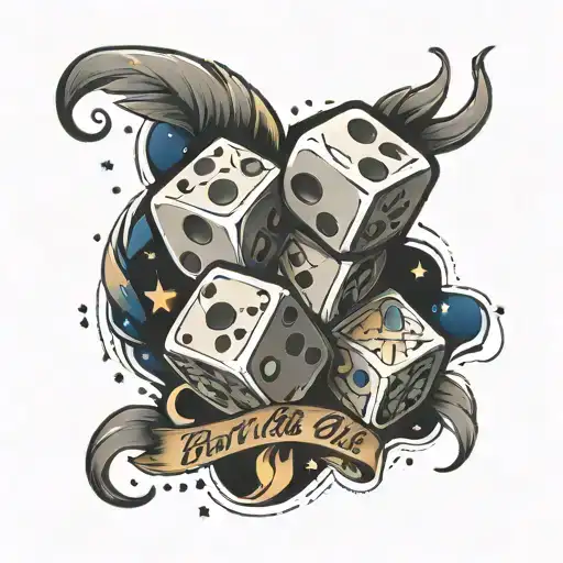beat the odds lettering with dices and stars shining  tattoo design idea