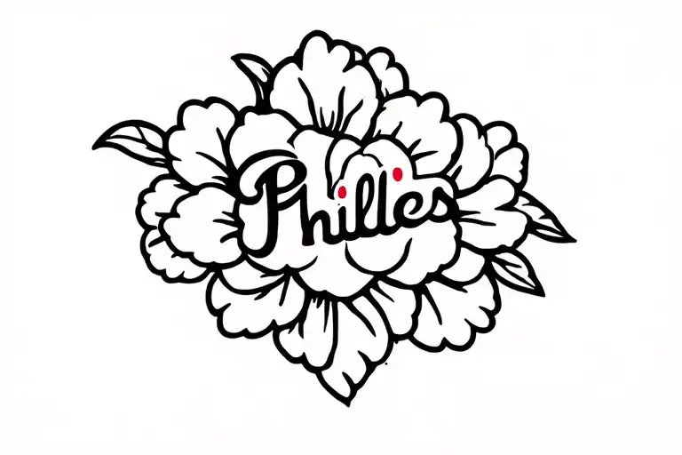 Phillies logo intertwined flowers intertwined tattoo design idea