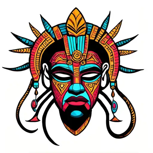 African mask tattoo design idea